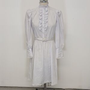 Vintage 1970's Stripe, Dot, and Ruffle Dress Union Tag Size 9